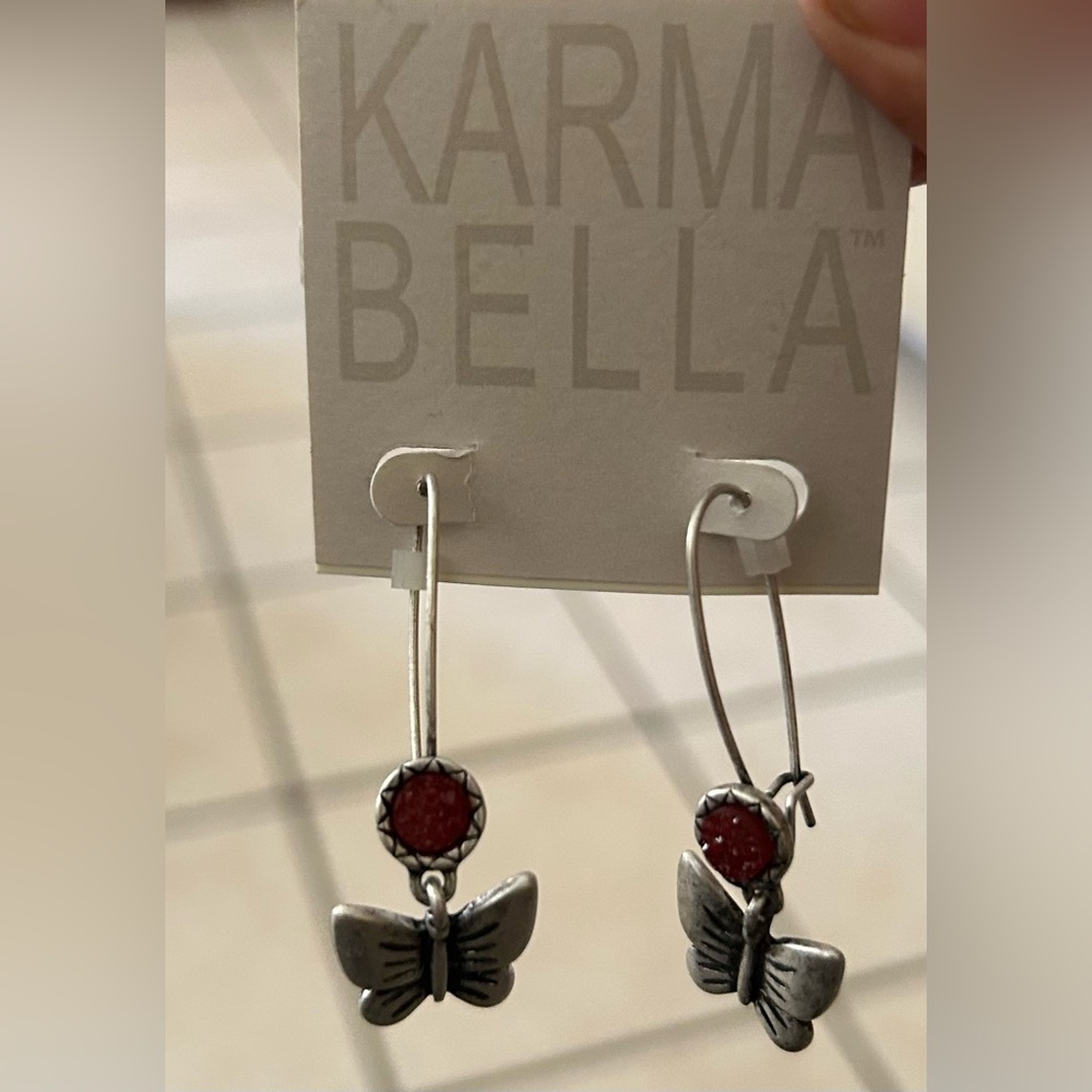 karma Bella hanging butterfly earrings never worn.